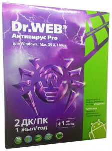 Антивирус Dr. Web, 12 мес., 2 ПК, +1 месяц, BOX