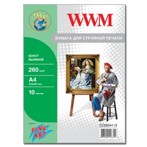 Холст WWM натуральный хлопковый , 260г/м кв , A4 , 10л (CC260A4.10)