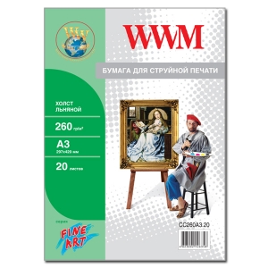 Холст WWM натуральный хлопковый , 260г/м кв , A3 , 20л (CC260A3.20)